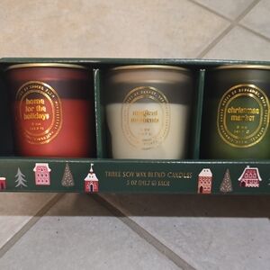 Set of Three Festive Soy Wax Candles